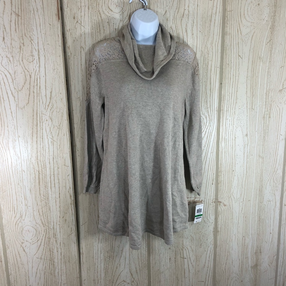 Style & Co Cowl Neck Lace Tunic Sweater PL